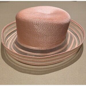 Unbranded Church Derby Hat In Peach Color Rolled Wide Brim Polypropylene Straw
